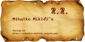 Mihalko Miklós névjegykártya